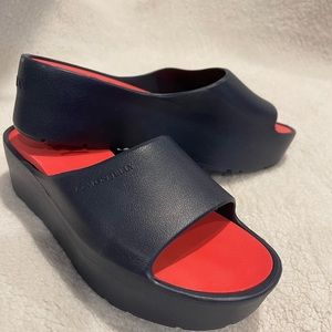 New! Lemon Jelly womens wedge slides